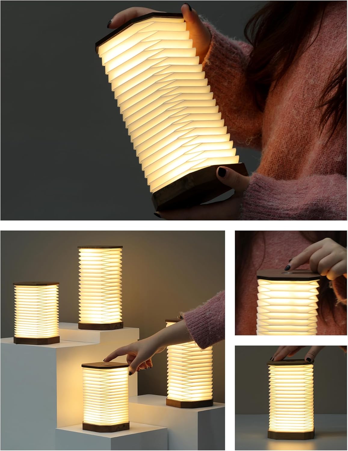 Vertical Accordion Bedside Table Lamp,Japanese Gifts Paper Lights