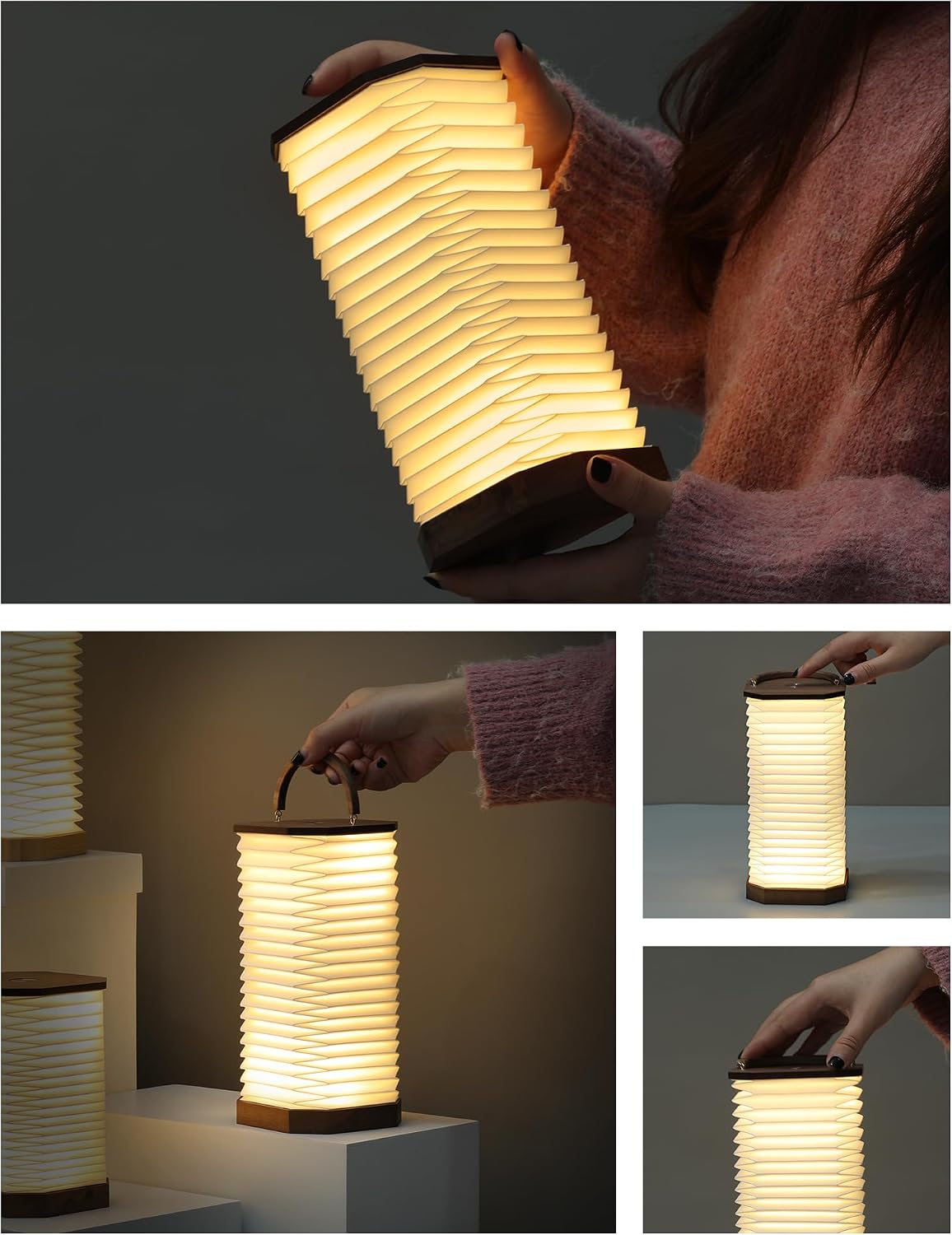 Vertical Accordion Bedside Table Lamp,Japanese Gifts Paper Lights