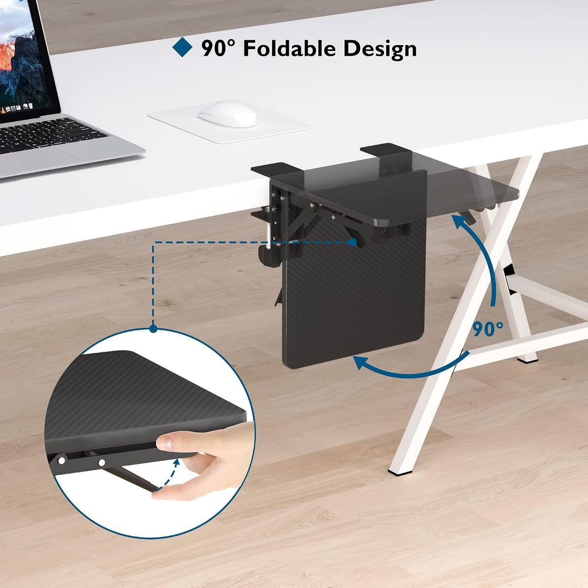 Desk Extender Tray, 11.8 x 5.9 Inch, Black Carbon Fiber