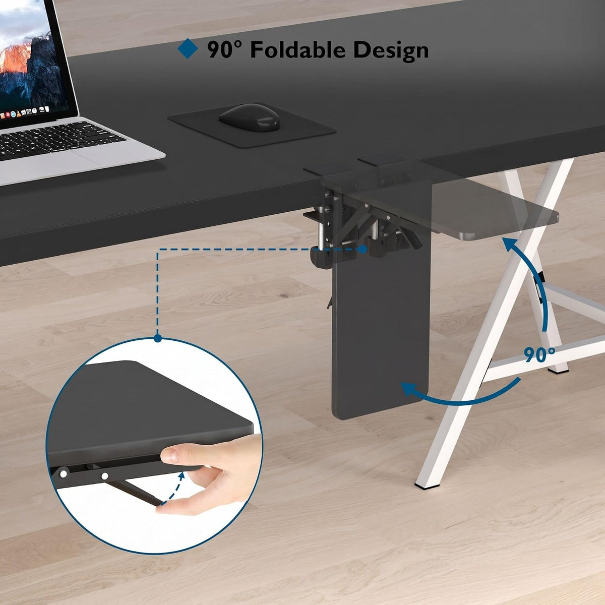 Desk Extender Tray, 11.8 x 5.9 Inch, Black Carbon Fiber