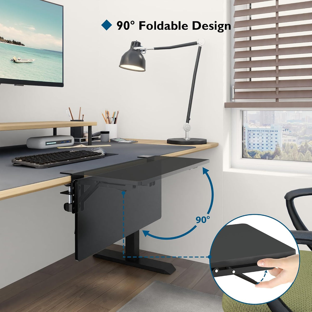 Desk Extender Tray, 11.8 x 5.9 Inch, Black Carbon Fiber