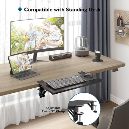 Desk Extender Tray, 11.8 x 5.9 Inch, Black Carbon Fiber