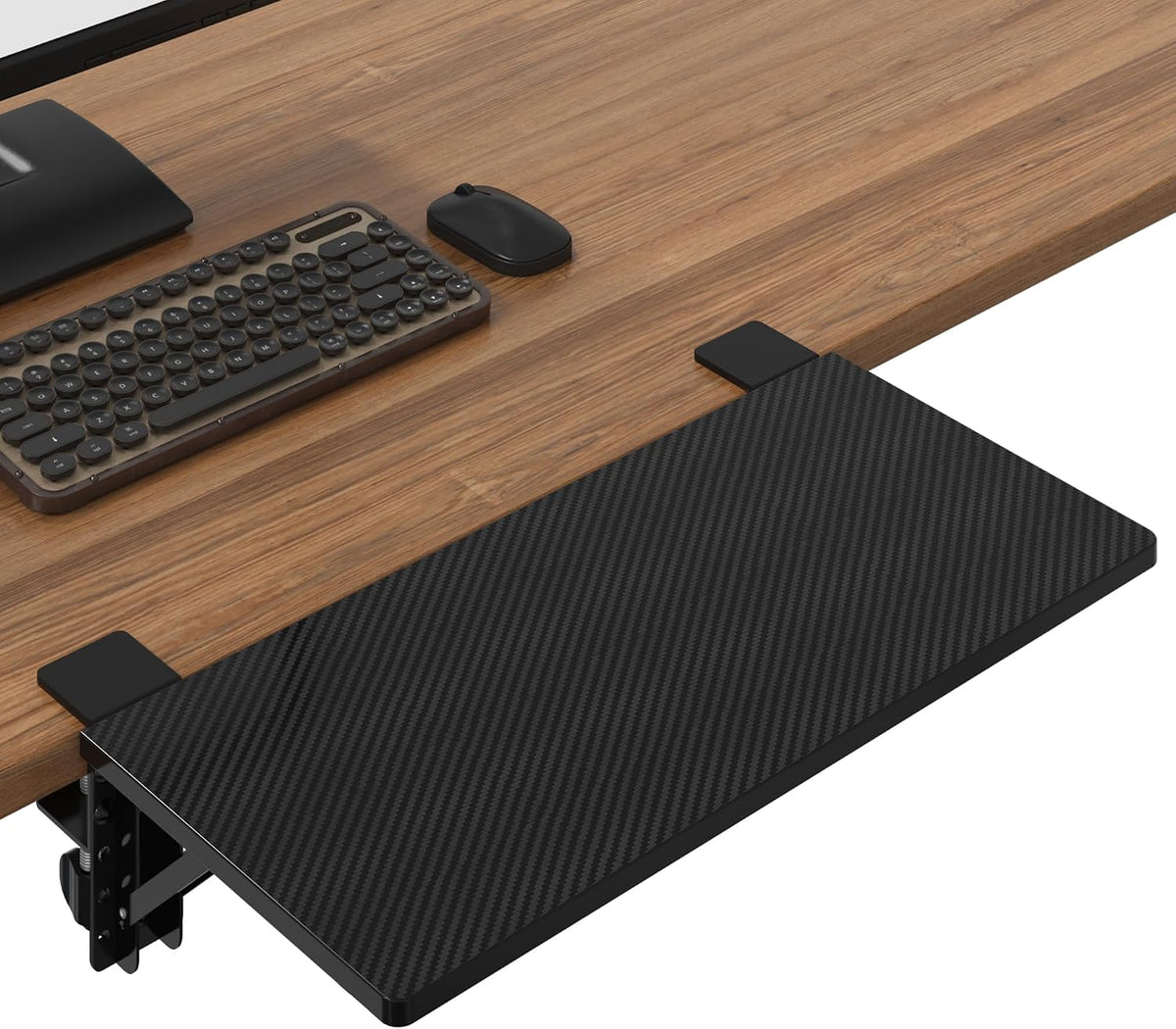 Desk Extender Tray, 11.8 x 5.9 Inch, Black Carbon Fiber