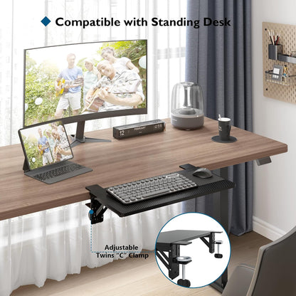Desk Extender Tray, 11.8 x 5.9 Inch, Black Carbon Fiber