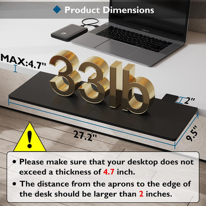Desk Extender Tray, 11.8 x 5.9 Inch, Black Carbon Fiber