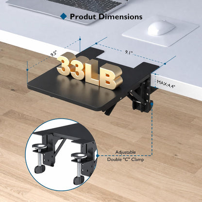 Desk Extender Tray, 11.8 x 5.9 Inch, Black Carbon Fiber