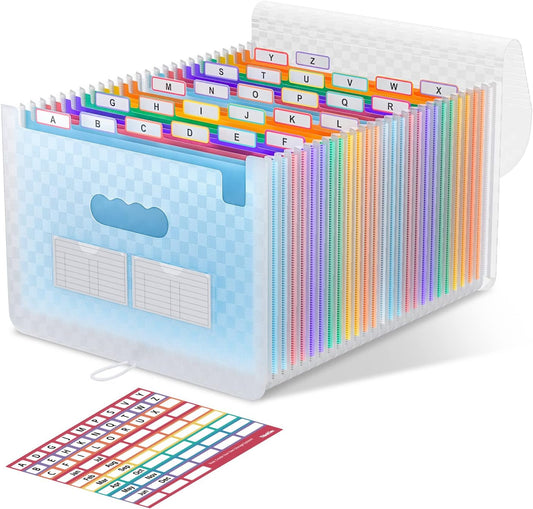 Accordion File Organizer, 26 Pockets Expanding File Folders, Blue