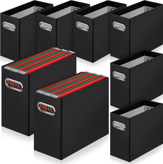 File Organizer Box Cardboard with Handle Collapsible, Black