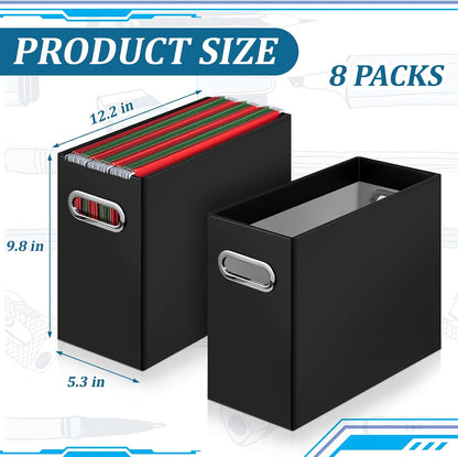 File Organizer Box Cardboard with Handle Collapsible, Black