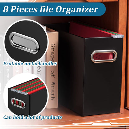 File Organizer Box Cardboard with Handle Collapsible, Black