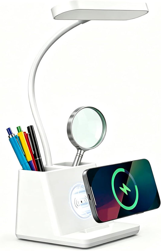 AXX Cute Small Desk Lamp with Fast Wireless Charger for College Dorm Room