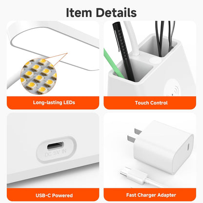 AXX Cute Small Desk Lamp with Fast Wireless Charger for College Dorm Room