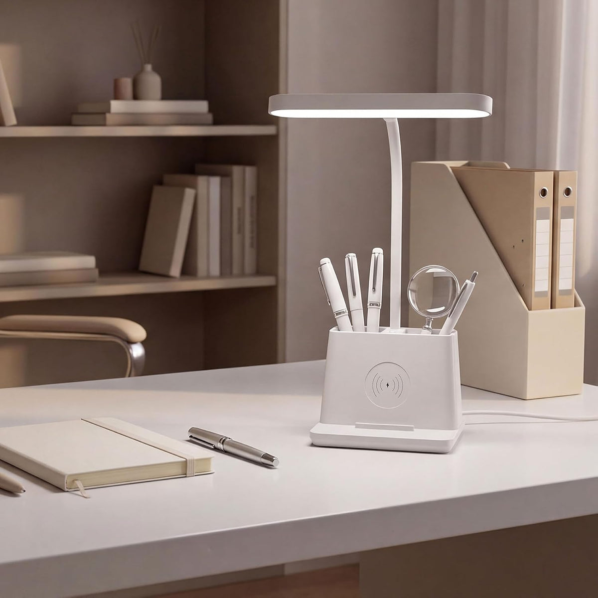 AXX Cute Small Desk Lamp with Fast Wireless Charger for College Dorm Room