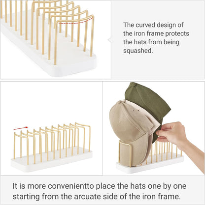Hat Organizer for Baseball Caps, Hat Holder Storage for Closet, Gold