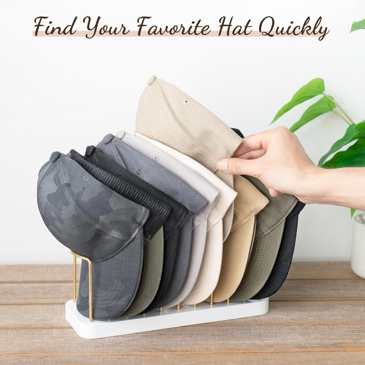 Hat Organizer for Baseball Caps, Hat Holder Storage for Closet, Gold