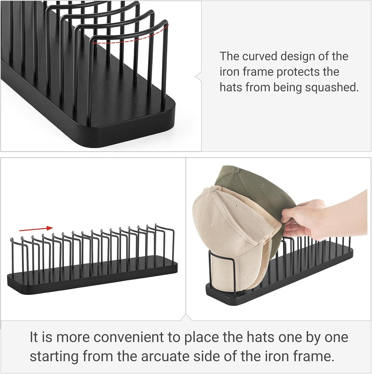Hat Organizer for Baseball Caps, Hat Holder Storage for Closet, Gold