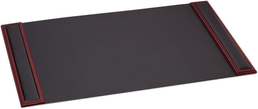 Walnut & Black Leather 34" x 20" Side-Rail Desk Pad
