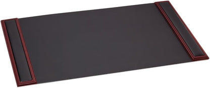 Walnut & Black Leather 34" x 20" Side-Rail Desk Pad