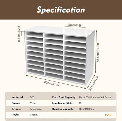 Literature Organizer 27 Slots Compartments Desktop File Sorter Mail Center Paper Storage Cabinet Home & Office Mailbox School Classroom Keepers