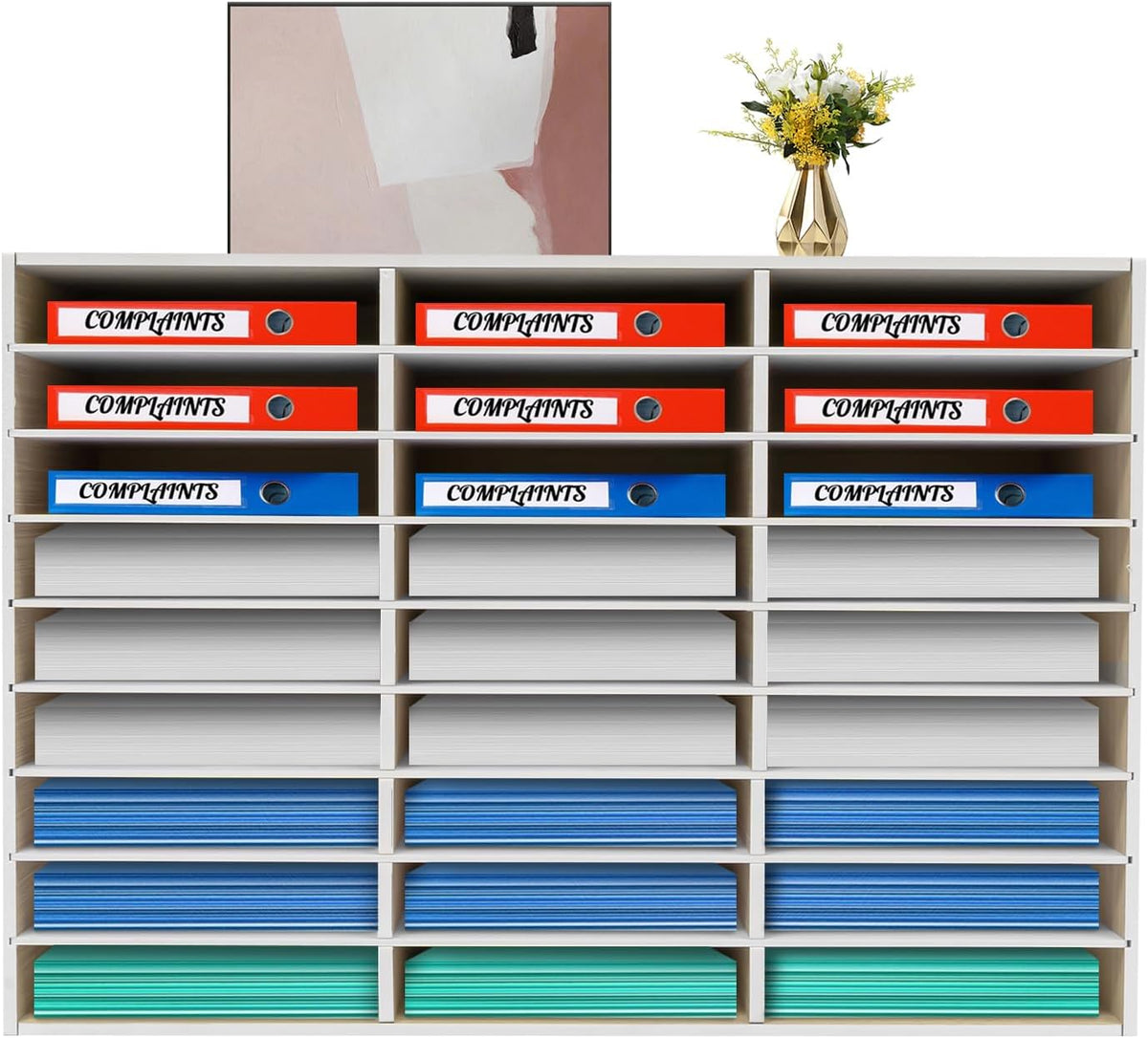 Literature Organizer 27 Slots Compartments Desktop File Sorter Mail Center Paper Storage Cabinet Home & Office Mailbox School Classroom Keepers