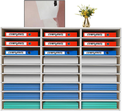 Literature Organizer 27 Slots Compartments Desktop File Sorter Mail Center Paper Storage Cabinet Home & Office Mailbox School Classroom Keepers
