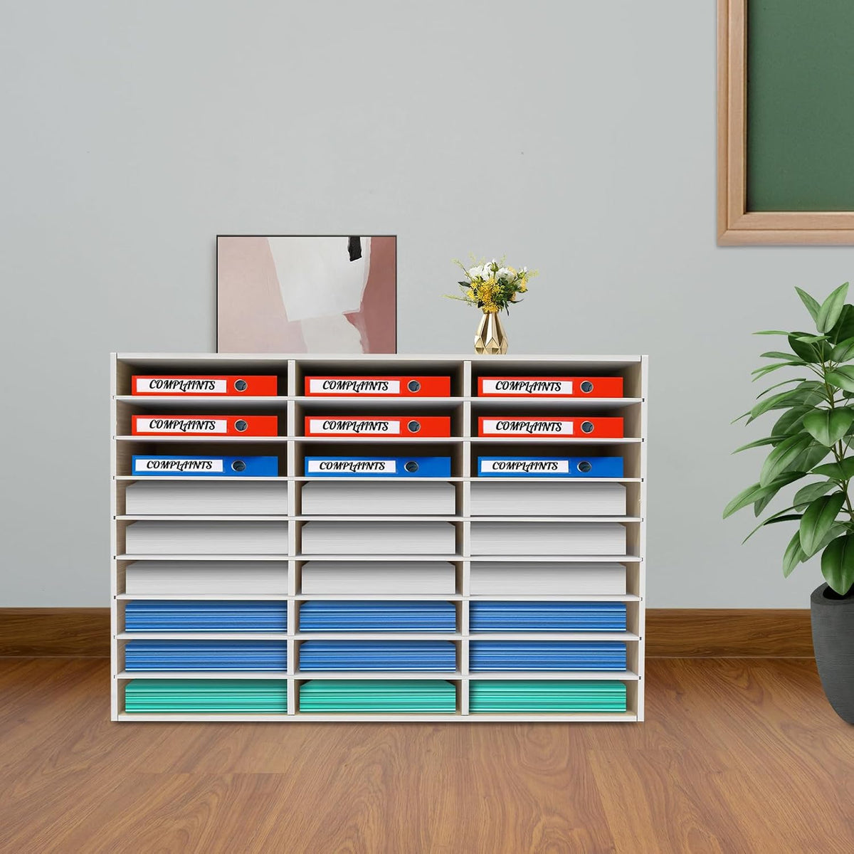 Literature Organizer 27 Slots Compartments Desktop File Sorter Mail Center Paper Storage Cabinet Home & Office Mailbox School Classroom Keepers