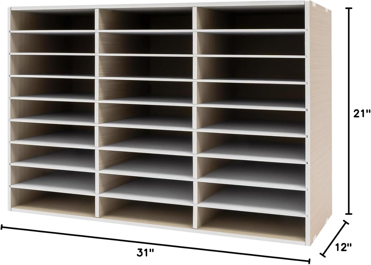 Literature Organizer 27 Slots Compartments Desktop File Sorter Mail Center Paper Storage Cabinet Home & Office Mailbox School Classroom Keepers
