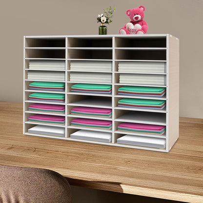 Literature Organizer 27 Slots Compartments Desktop File Sorter Mail Center Paper Storage Cabinet Home & Office Mailbox School Classroom Keepers