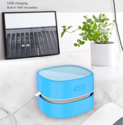 Desktop Vacuum Cleaner,Mini Table dust Sweeper Energy Saving,High Endurance up to 400 mins,Cordless&360º Rotatable Design for Cleaning Hairs,Crumbs,Computer Keyboard (Black Charging)
