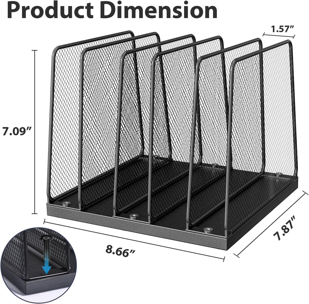 LEKETREE Desk File Organizer, 5-Section Upright File Sorter, Vertical File Folder Holder, Mesh Metal Wood Office Desktop Organization for Document, Magazine, Books and more (Wood and Black)
