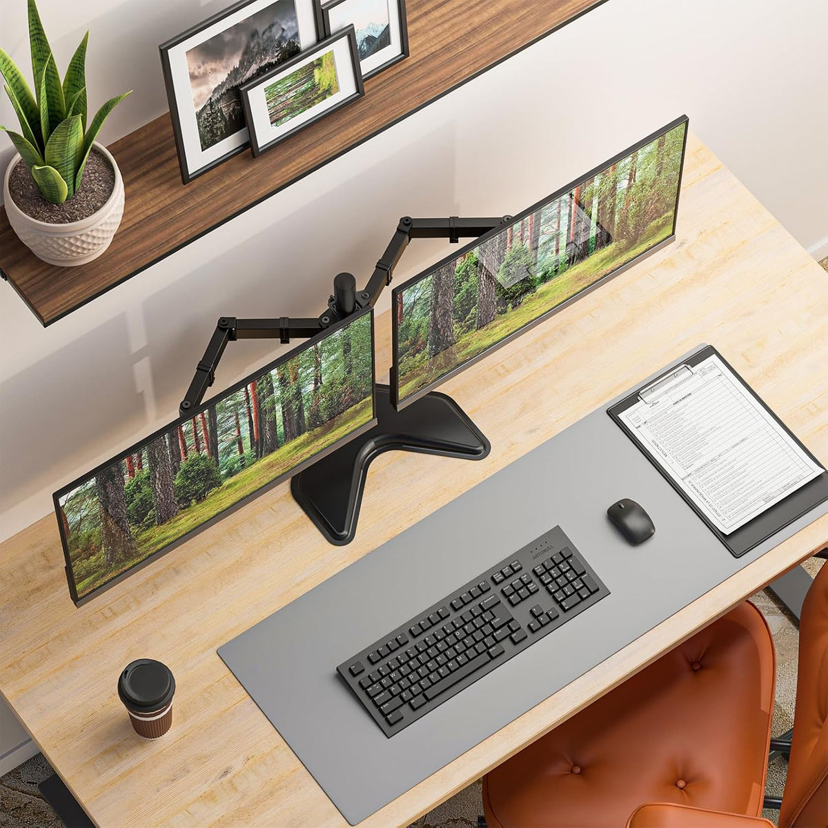 Freestanding Dual Monitor Stand for 13-27 inch Screens, 22 lbs per Arm