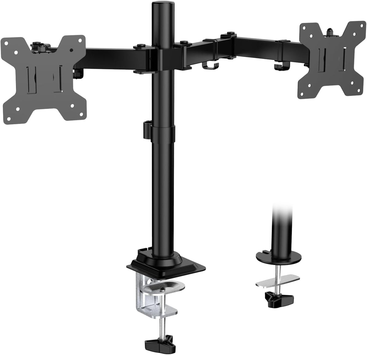 Freestanding Dual Monitor Stand for 13-27 inch Screens, 22 lbs per Arm
