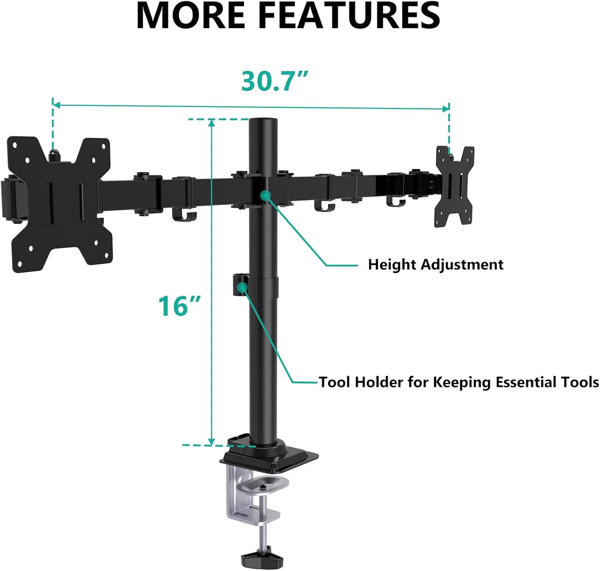 Freestanding Dual Monitor Stand for 13-27 inch Screens, 22 lbs per Arm
