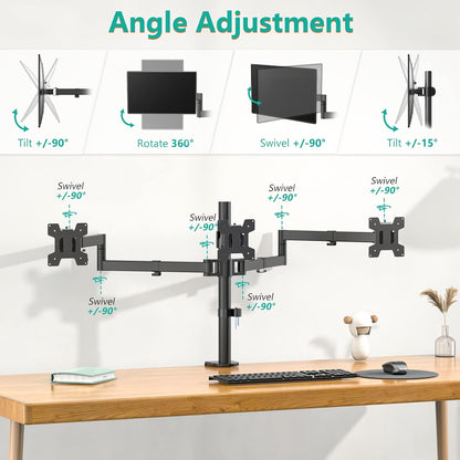 Freestanding Dual Monitor Stand for 13-27 inch Screens, 22 lbs per Arm