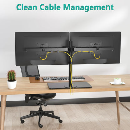 Freestanding Dual Monitor Stand for 13-27 inch Screens, 22 lbs per Arm