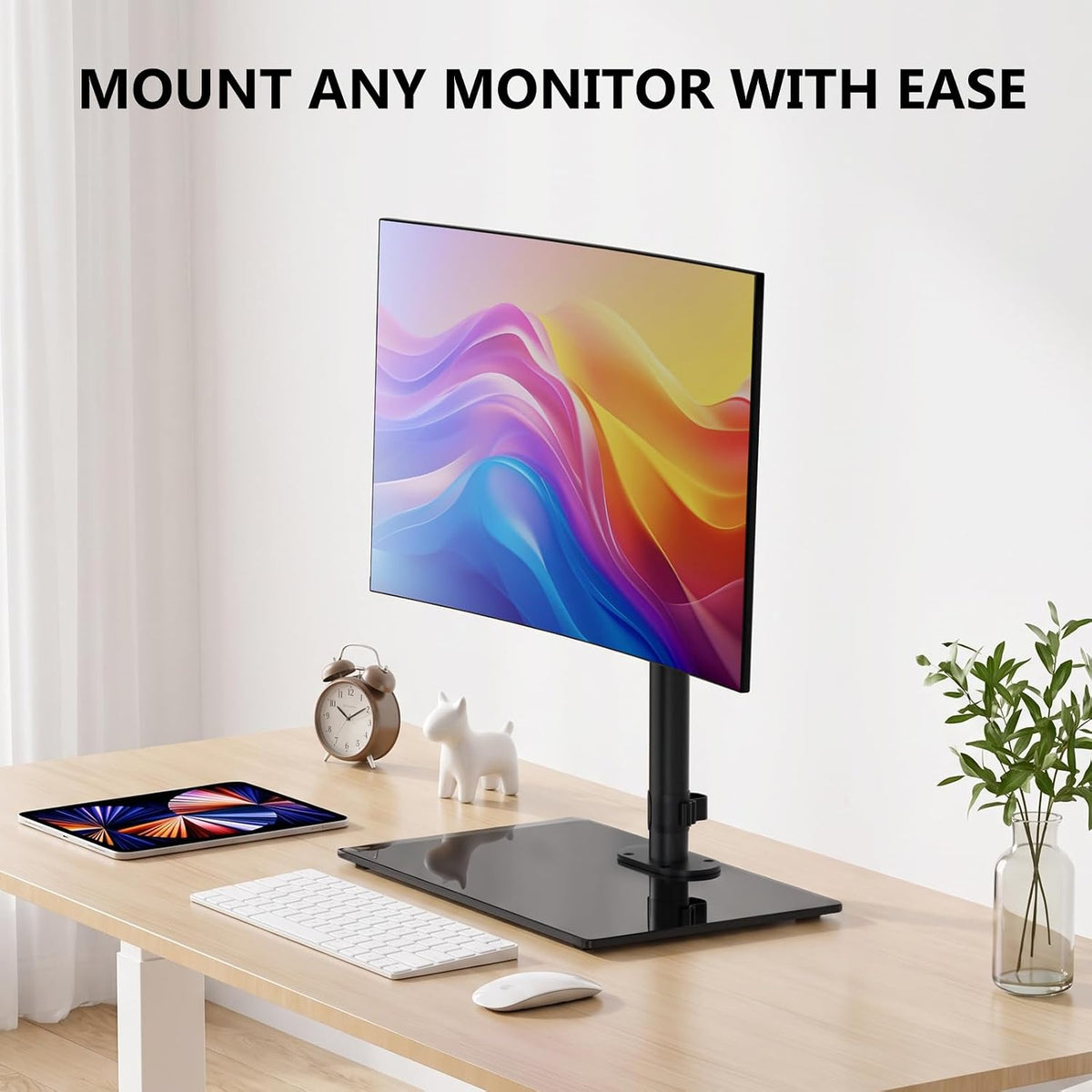 Freestanding Dual Monitor Stand for 13-27 inch Screens, 22 lbs per Arm