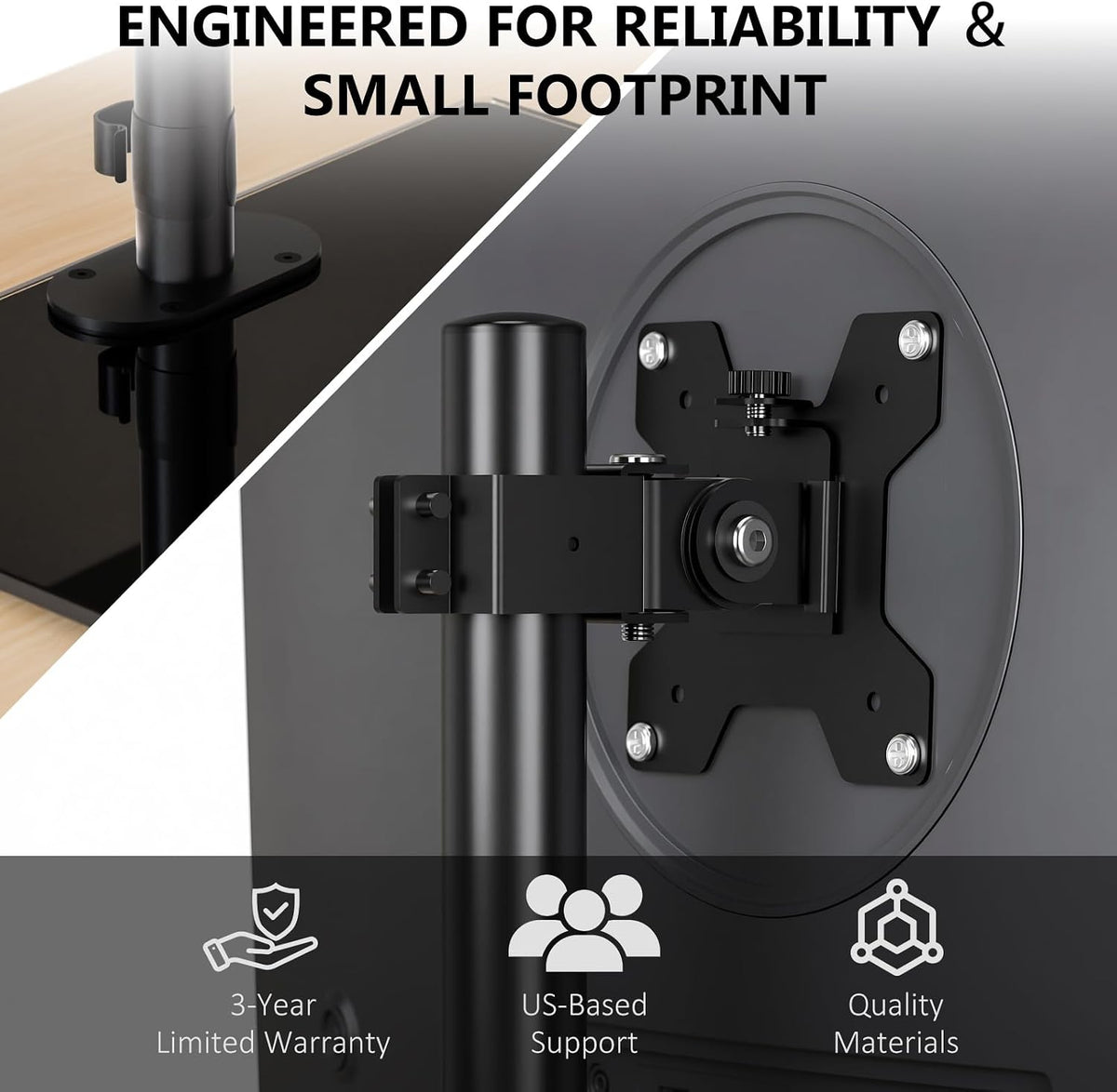Freestanding Dual Monitor Stand for 13-27 inch Screens, 22 lbs per Arm