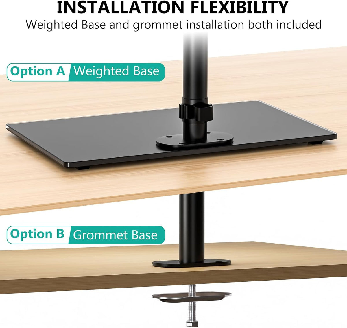 Freestanding Dual Monitor Stand for 13-27 inch Screens, 22 lbs per Arm