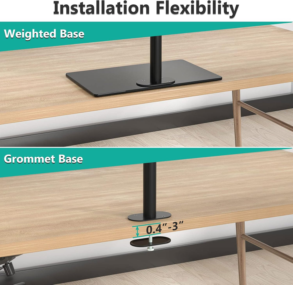 Freestanding Dual Monitor Stand for 13-27 inch Screens, 22 lbs per Arm