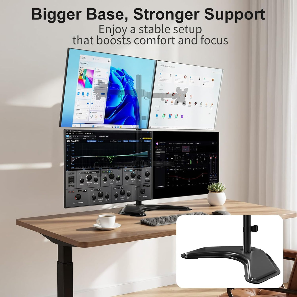 Freestanding Dual Monitor Stand for 13-27 inch Screens, 22 lbs per Arm