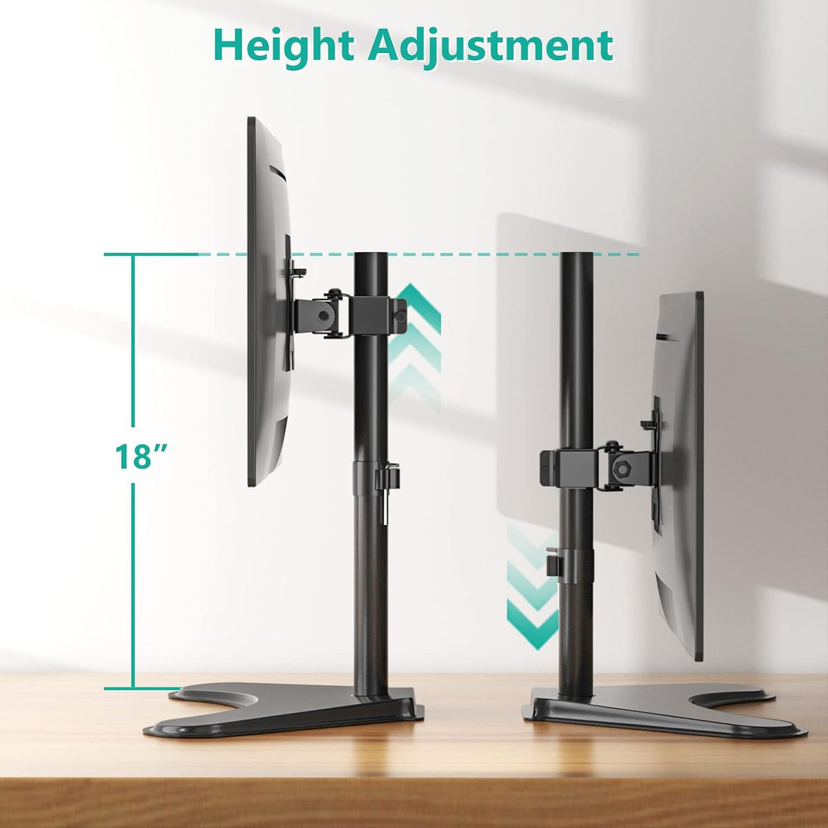 Freestanding Dual Monitor Stand for 13-27 inch Screens, 22 lbs per Arm