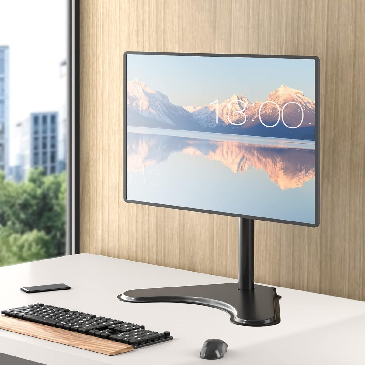 Freestanding Dual Monitor Stand for 13-27 inch Screens, 22 lbs per Arm
