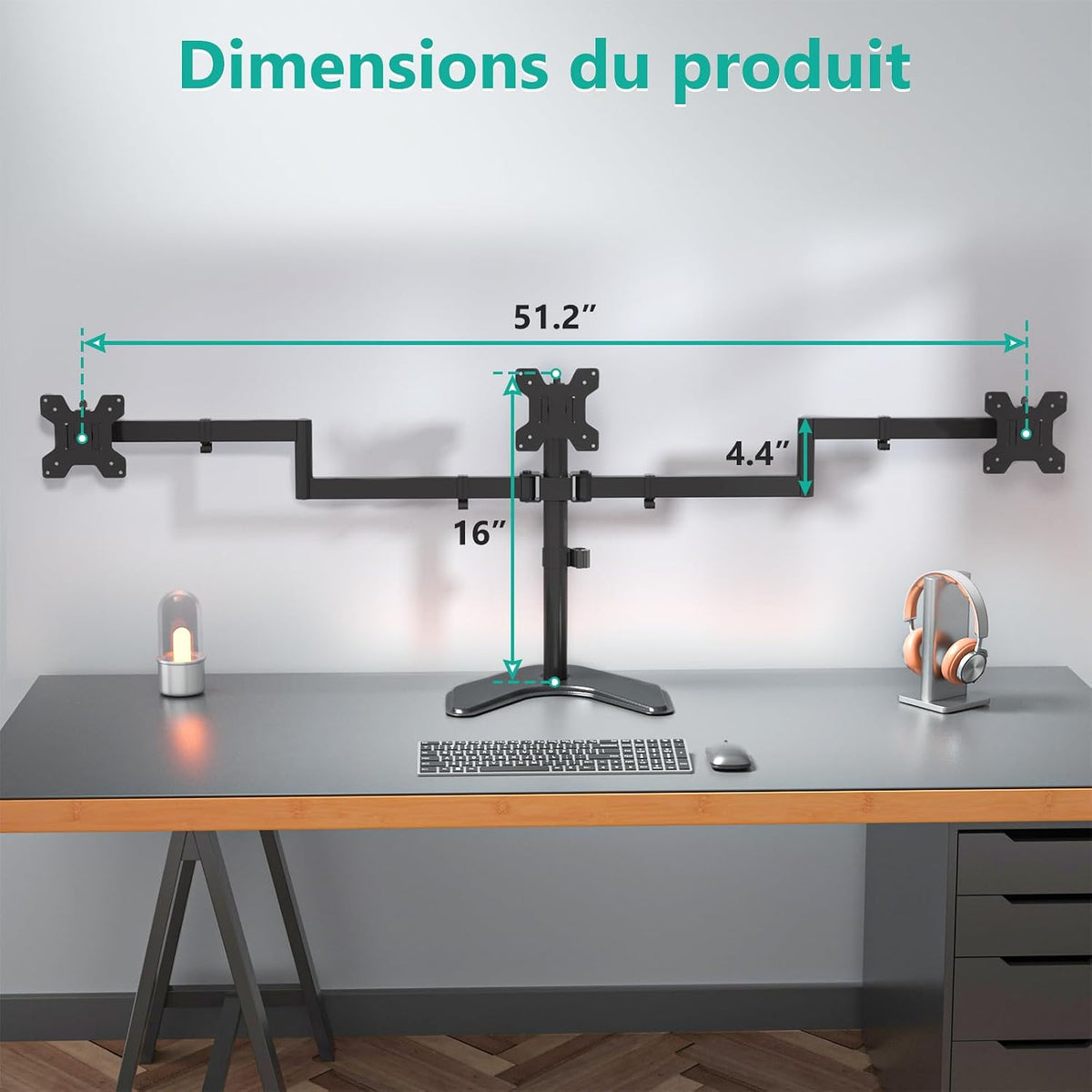 Freestanding Dual Monitor Stand for 13-27 inch Screens, 22 lbs per Arm