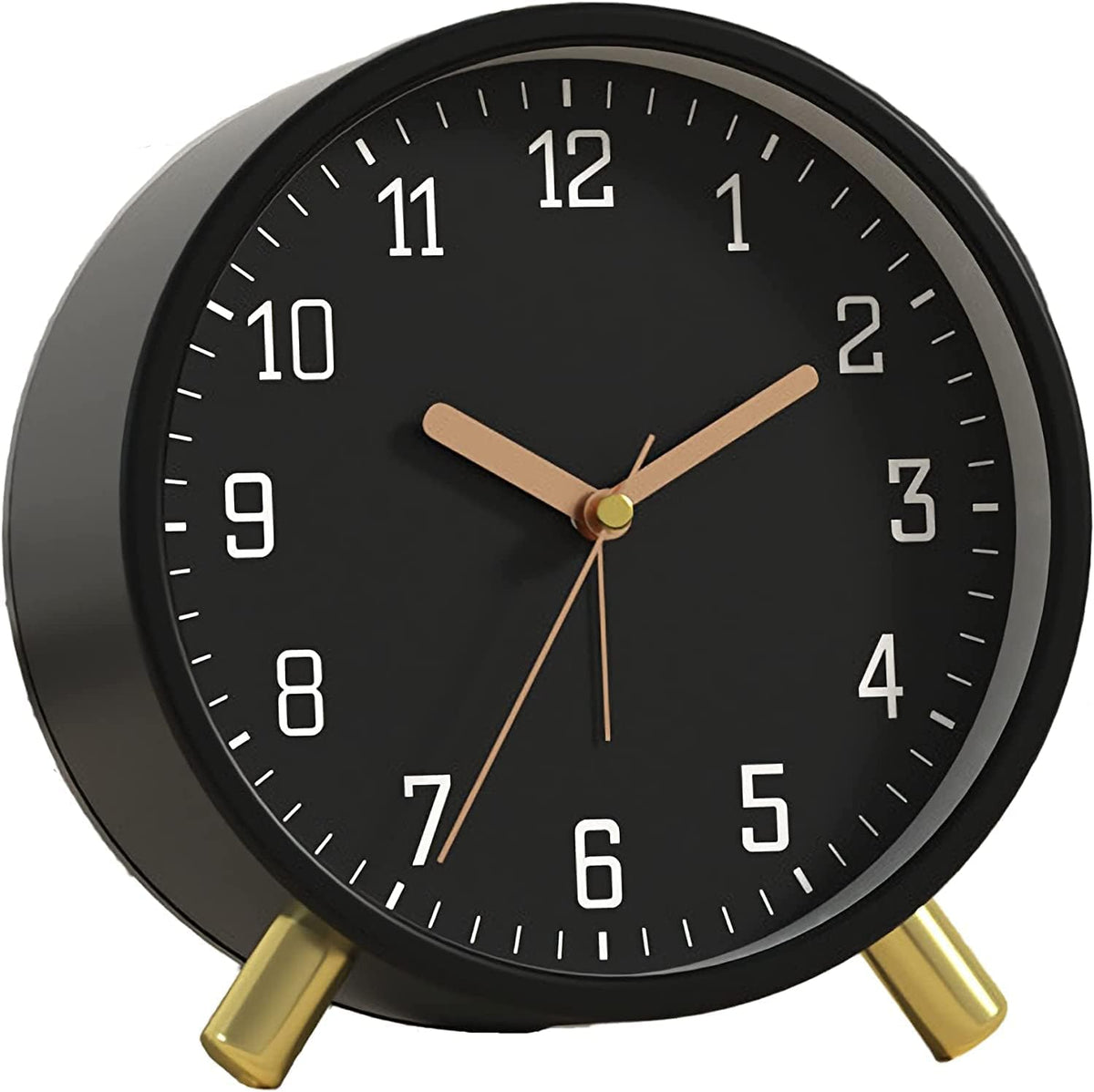 Small Analog Alarm Clock, Battery Operated Desk Clock, White