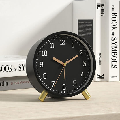 Small Analog Alarm Clock, Battery Operated Desk Clock, White