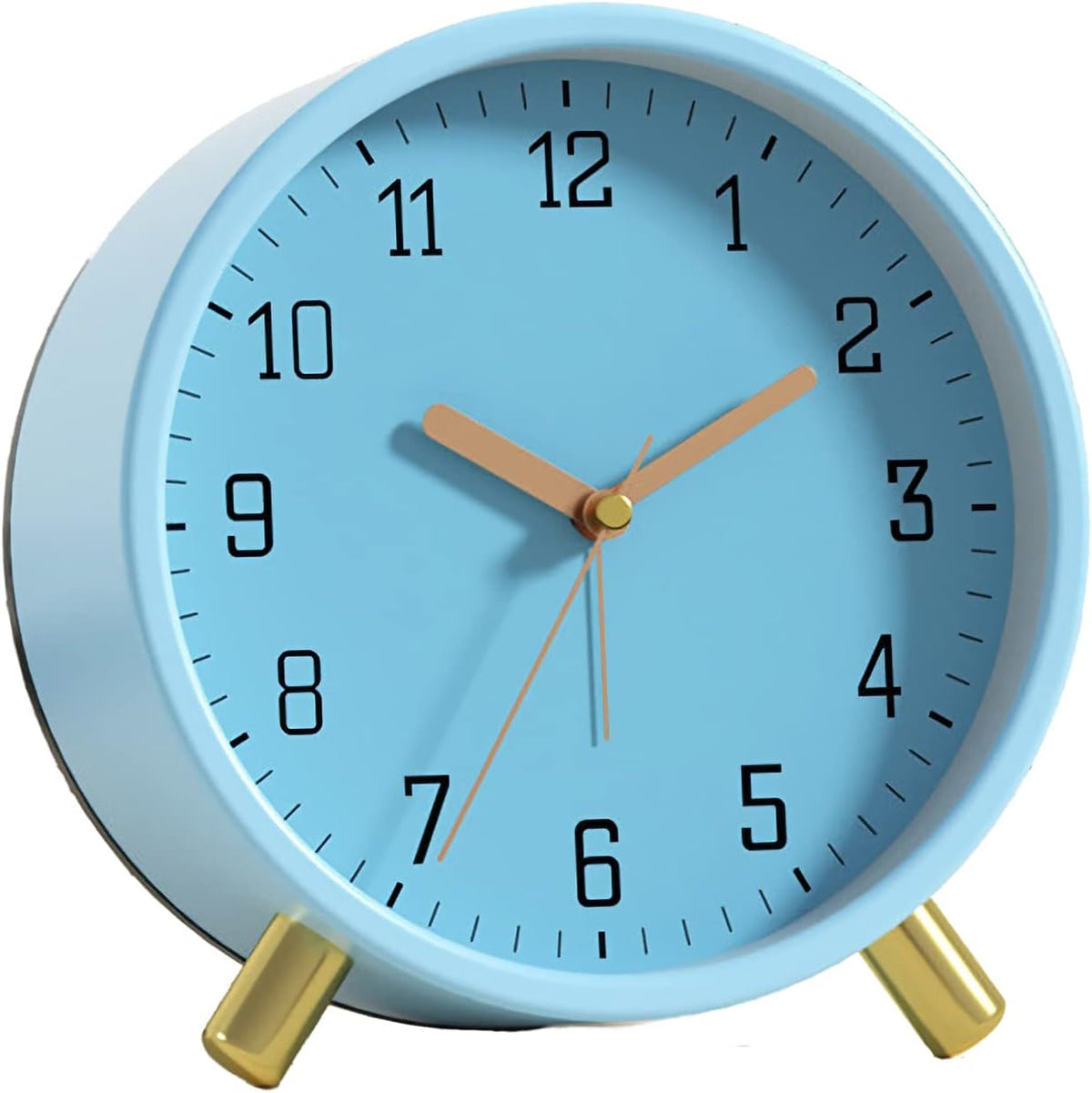 Small Analog Alarm Clock, Battery Operated Desk Clock, White