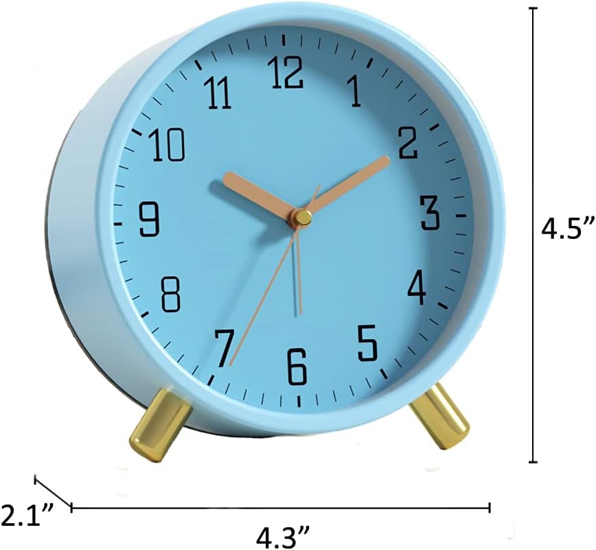Small Analog Alarm Clock, Battery Operated Desk Clock, White