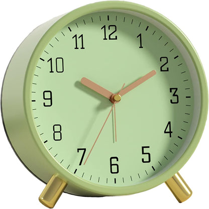 Small Analog Alarm Clock, Battery Operated Desk Clock, White