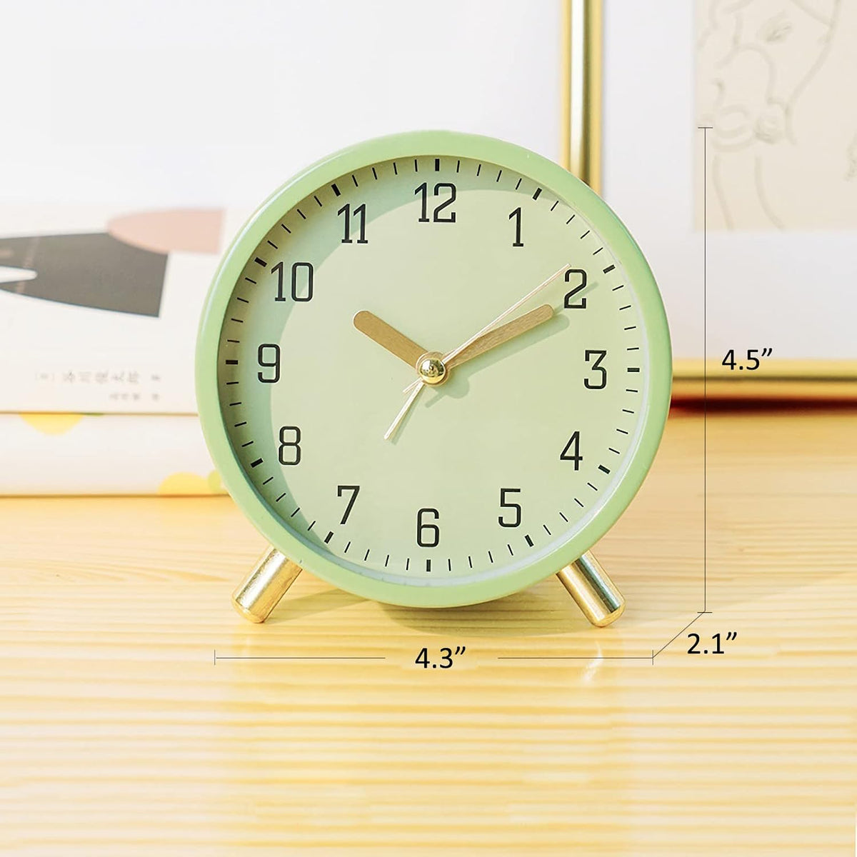 Small Analog Alarm Clock, Battery Operated Desk Clock, White