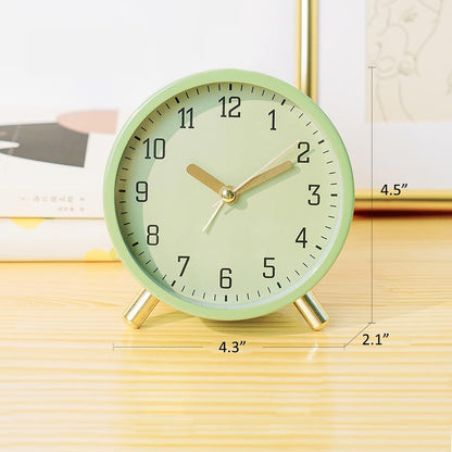 Small Analog Alarm Clock, Battery Operated Desk Clock, White